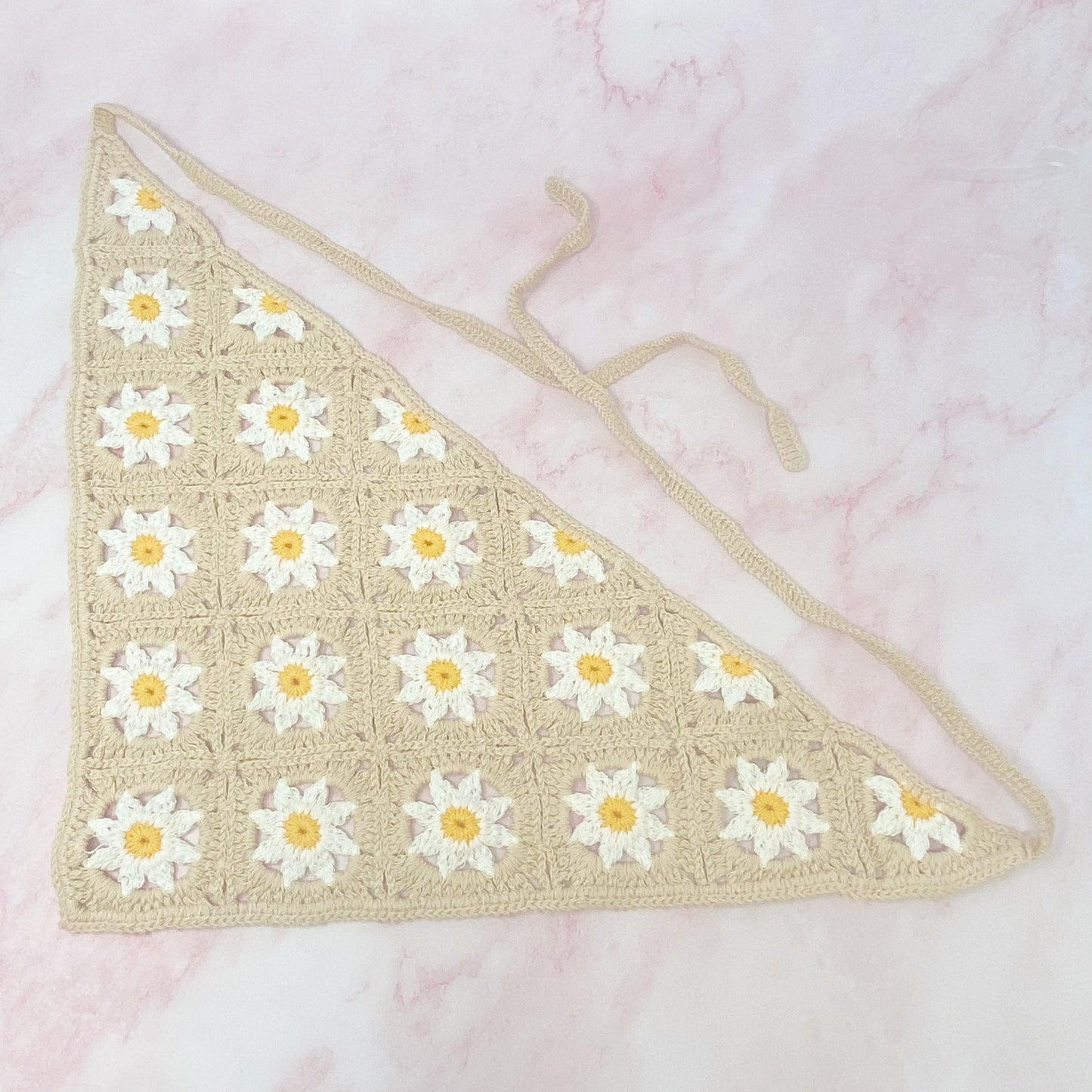 Retro Daisy Crochet Bandana