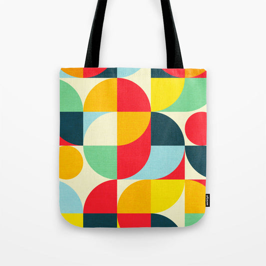 Mid Century Bauhaus Geometric Pattern Tote Bag